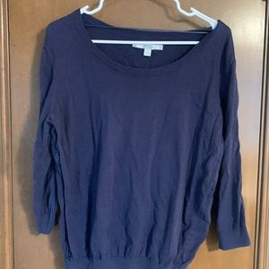 Navy Blue Laced Flowered Accent Sweater